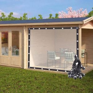Rideaux PVC Transparent 2,5x2,5m - Protection Terrasse Et Balcon 650g/m² Gris Clair