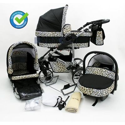 poussette leopard noir et blanc