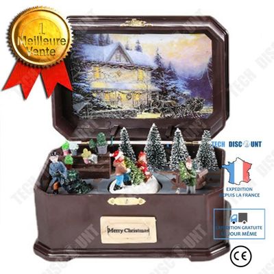 KLKCMS Boîte à Musique De Noël Lumineuse Boîte Musicale De Noël Décoration De Scène De Noël