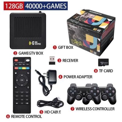 X10 Pro Console De Jeux Rétro 4K – 50+ Émulateurs, 128 Go, 2 Manettes Sans Fil 2,4 GHz – Idéal Pour Famille Et Amis (Sortie HDMI)