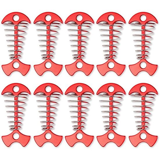 Piquets D'ancrage Plafond - Lot De 10 En Acier Inoxydable - Avec Mousquetons Et Ressorts - Pour Terrasses Et Camping