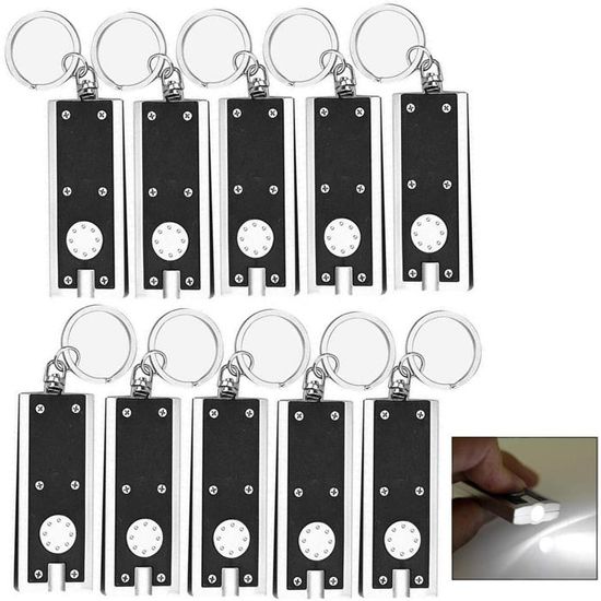 Lot de 10 Mini Porte-CléS Lampe Torche Porte-CléS LED Ultra Lumineuse