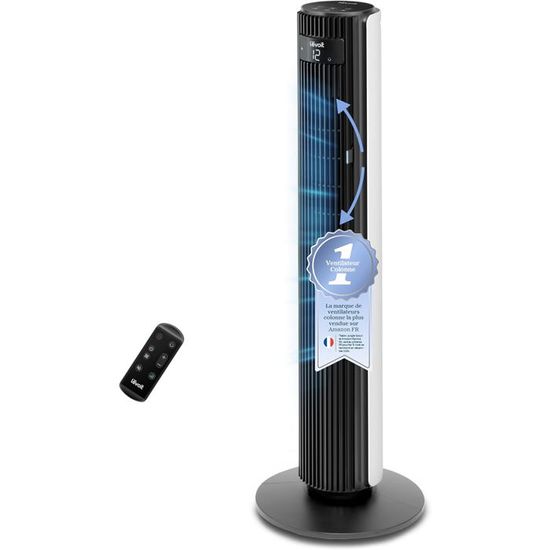 MaxxHome Ventilateur Colonne - Silencieux - Oscillant - 60W - Blanc - Télécommande - 3 Modes - 3 MaxxHome Ventilateur Colonne - Silencieux - Oscillant - 60W - Blanc - Télécommande - 3 Modes - 3