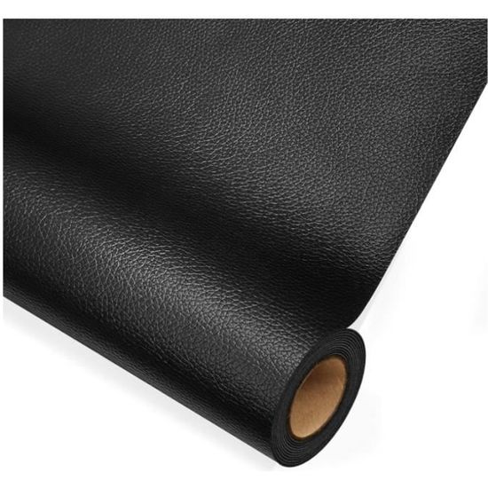 Simili Cuir Autocollant 10 X 160 cm, Patch de Réparation Cuir-Rouleau Adhesif Cuir-PU Patch Auto-adhésif pour Canapé, Sièges de Voiture, Sacs à Main, Vestes, Meubles (Noir