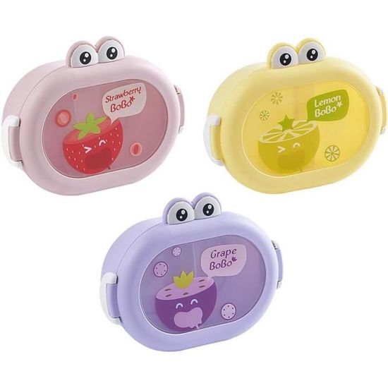 com-four® Boîte à lunch avec couvercle de style vintage - boîte à lunch à 3 compartiments - boîte à petit-déjeuner avec séparateurs - récipient en plastique (1x Big Box - Hiboux