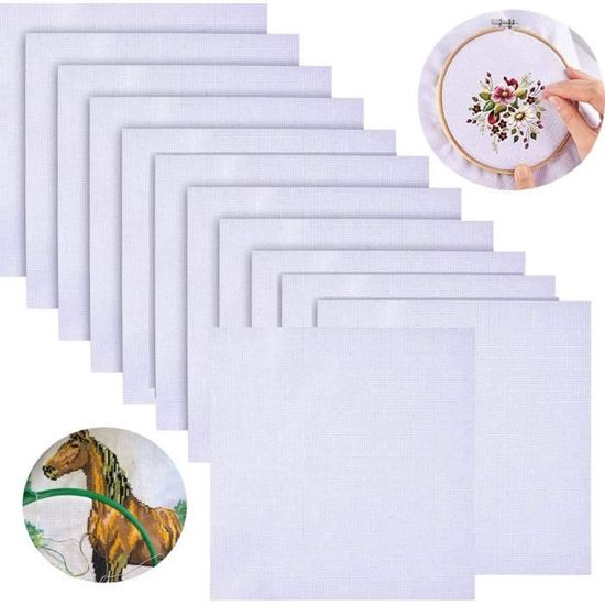 Tissu Point De Croix Toile Aïda 100cm X 150cm 11 Count Blanc - Coton Naturel