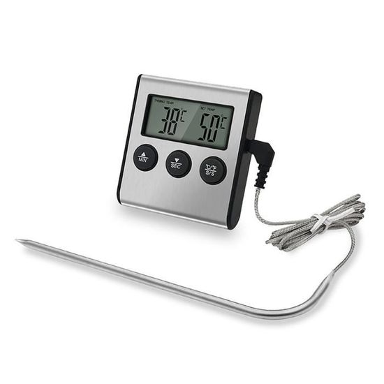Thermomètre de cuisine numérique à longue sonde, affichage LCD, pour Grill,  four, alarme de cuisson de la via - Cdiscount Puériculture & Eveil bébé