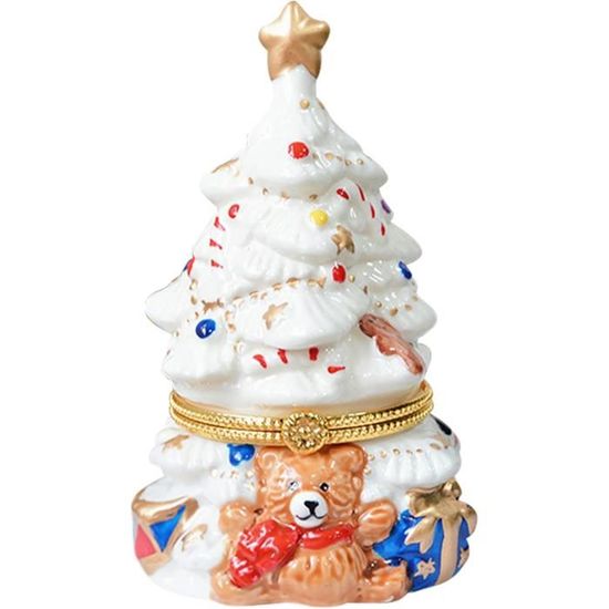 Père Noël Vintage Céramique 1997, Boîte à Bijoux Avec Cerf, Fabrication USA