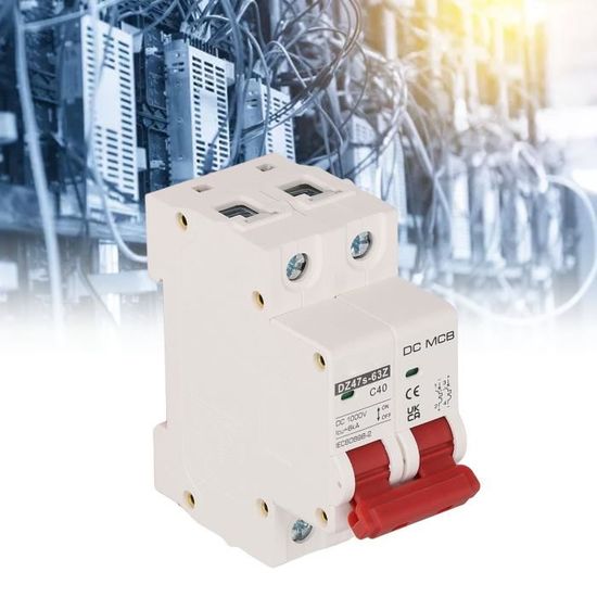 Disjoncteur Miniature DC Isolateur De Circuit DC 50 A 2P 1000 V Isolateur De Système Solaire Photovoltaïque Isolateur 35 Mm Monté Sur Rail DIN DZ4763Z C50 For Systèmes DC