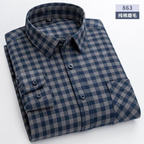 Chemise Homme Manches Longues à Carreaux En Flanelle - Grande Taille, Décontractée, Pour Automne, Travail, Quotidien