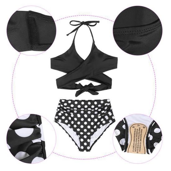 Maillot De Bain 2 Pièces Push-Up - Bikini Taille Haute - Style Plage Été - Pour Femmes