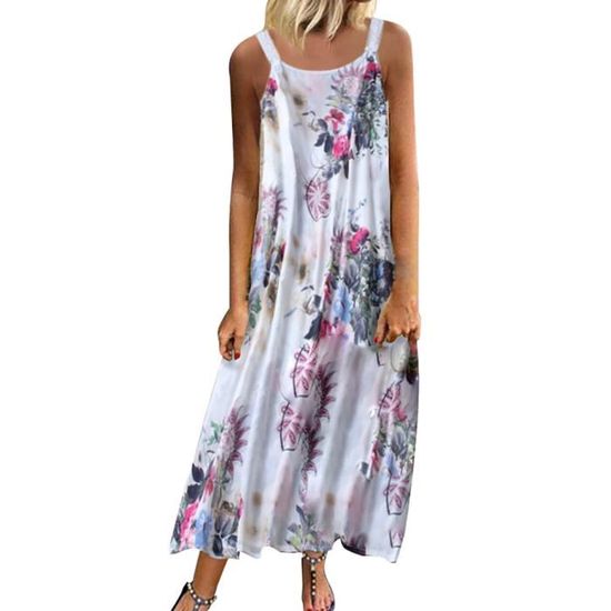 Minetom Robe Longue Bohème Femme – Tunic D'Été Sans Manches, Imprimé, Maxi Robe De Plage Ou Soirée, Grande Taille Disponible - 5
