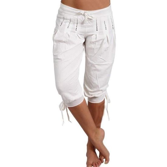 Malito Pantalon Court Sarouel Femme - Style Harem, 95% Coton, Confortable, Yoga, Sport