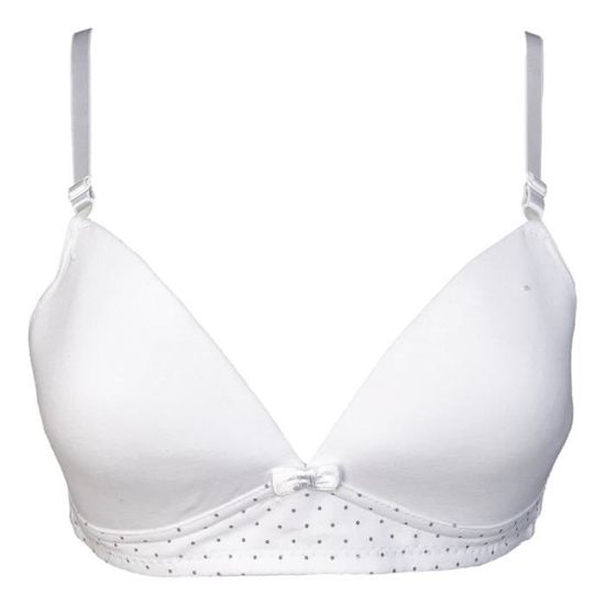 Soutien gorge coton blanc bord pois 85A lingerie petite taille poitrine ...