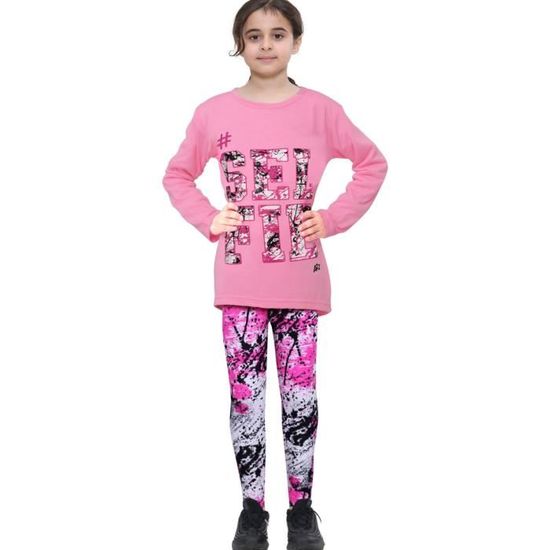 Ensemble Haut Et Leggings Fille - Imprimé Léopard, Manches Longues, Taille 130 (6-7 Ans)