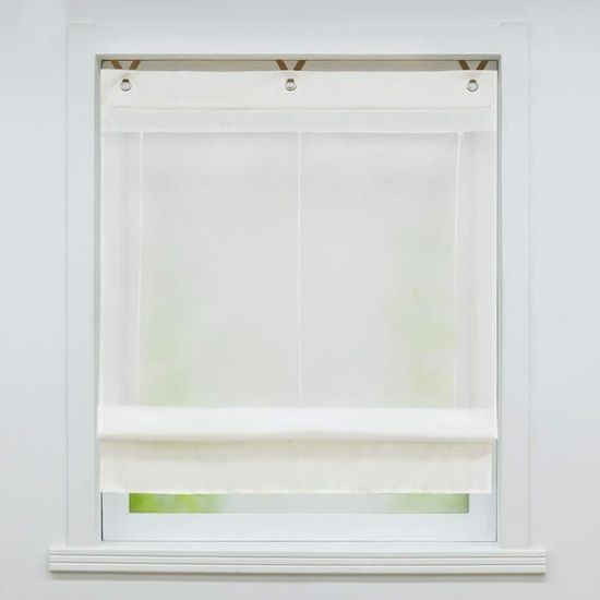 Store Voilage Joyswahl Bateau à Oeillets - Sans Perçage, Blanc, 80x155cm