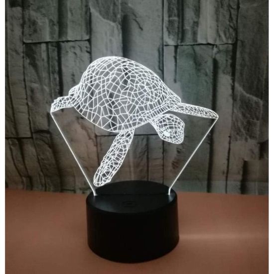 KINGCOO 3D Lampe De Table, 3D Optical Illusion Visuelle Lumières De La Nuit 7 Changement De Couleur USB Bouton Tactile Atmosphère De Lampe De Bureau LED (Dent
