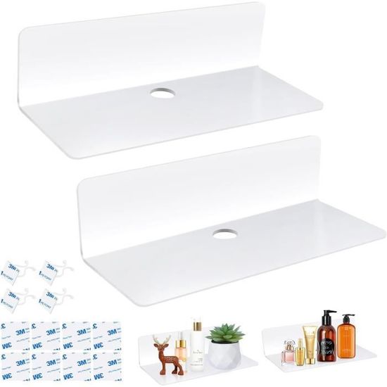 Étagères Murale ASANMU 4 Pièces - Acrylique Transparent, Adhésif Sans Percer, Pour Déco