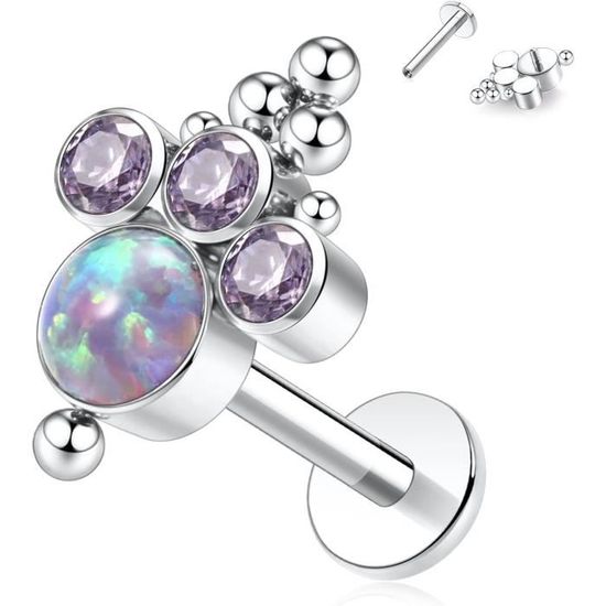 Labret En Titane Avec Filetage Intérieur | Gouttes De Cristal