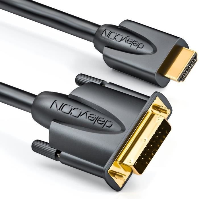 2m cable hdmi vers dvi connecteur hdmi à prise dvi 24+1 hdtv 1080p