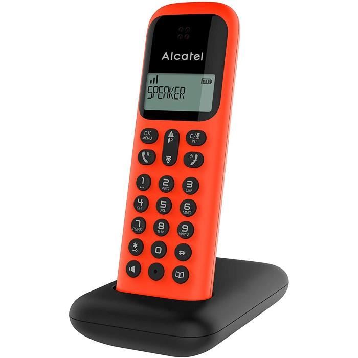 téléphone sans Fil DECT avec fonction Mains Libres rouge noir