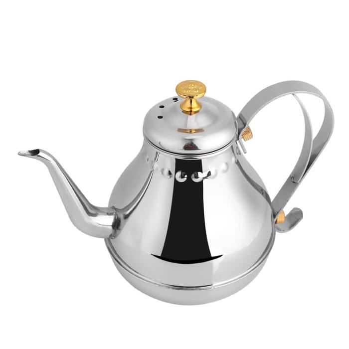 1.2L Pot de filtre à thé col de cygne d'acier inoxydable de versent de bouilloire de tasse d'égouttement de café d'intérieur-MEY