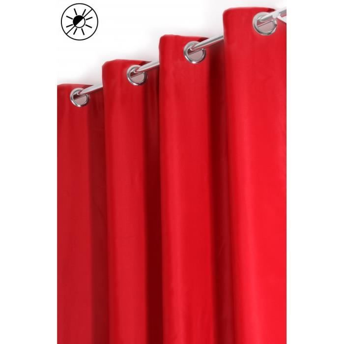 Rideau Occultant 140 x 250 cm à Oeillets Uni Rouge