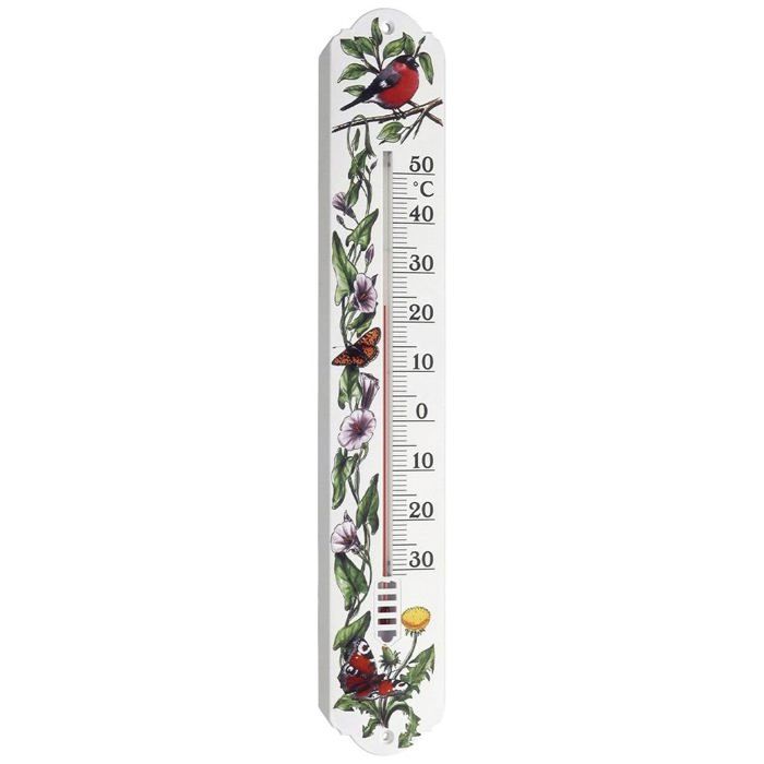 TFA Thermomètre d'intérieur ou d'extérieur Motif rouge-gorge et papillon