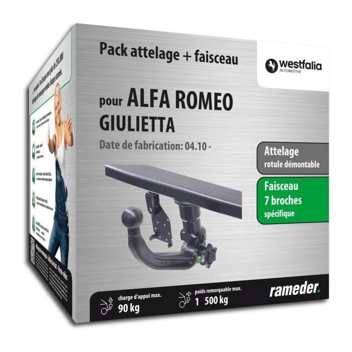 Attelage pour Alfa Romeo GIULIETTA - 04/10-12/99 - rotule démontable - Westfalia - Faiseau spécifique 7 broches