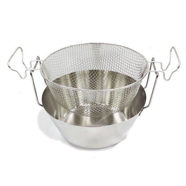 ARTAME Friteuse avec panier en inox - Fond thermique - Ø 30 cm - Gris