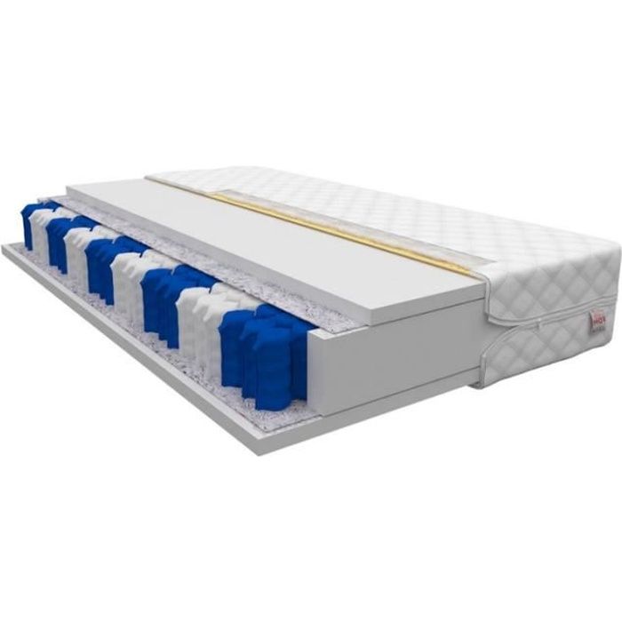 Matelas - MILA - 180 x 200 cm - à ressorts ensachés - 7 zones de confort - avec housse antiallergique - garantie d’un sommeil sain