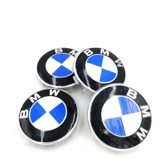 4*Centres de Roue 68mm Bleu Blanc Emblème BMW Cache Moyeu