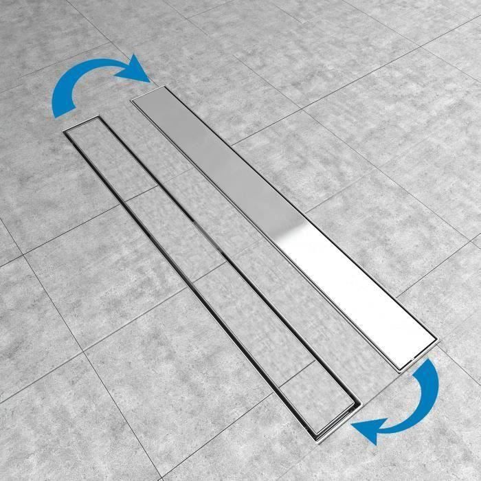AICA Caniveau de douche à carreler 70 cm inox à l'Italienne en 2 in 1