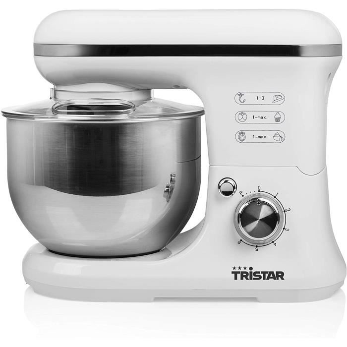 Tristar MX-4817 Robot pâtissier, 1200W, Bol en Acier Inoxydable 5L, Blanc