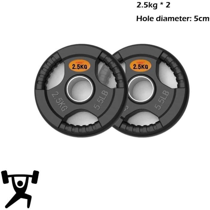 POIDS Olympiques Poids Disque En Caoutchouc 50 Mm, 2.5kg-20kg, Avec Trous De Préhension En Fonte 1 Paire,2.5kg*2582