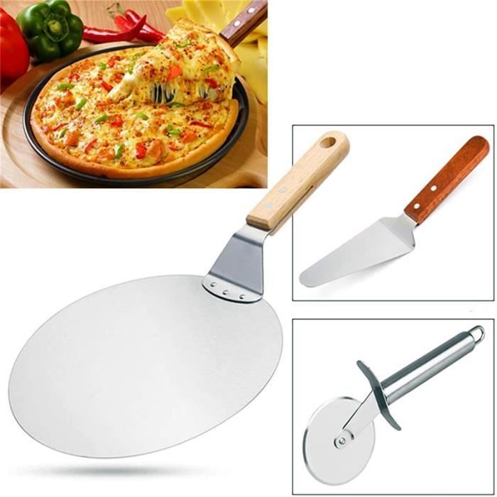 Pelle à pizza Roulette pizza Pelle à gâteau en Acier Inoxydable 3pcs Idéal pour Tarte, Pizza ou Gâteau