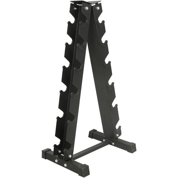 54*41*106cm Support de rangement pour haltères à chevrons - six paires - noir