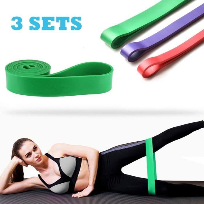 Bandes de Résistance élastique - Lot de 3 Bandes d'extension durable pour Fitness /Pilates/Yoga/Réeducation/Exercice/Gym/Entraînemen