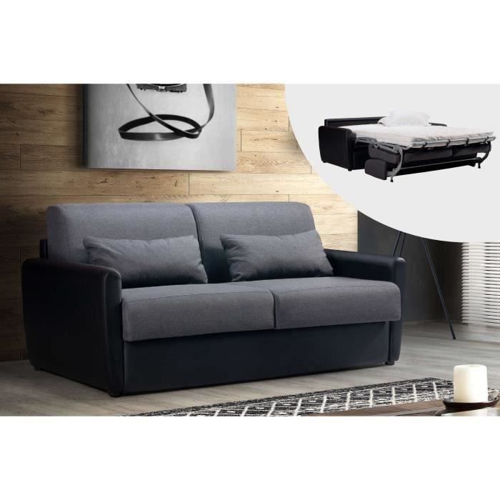 Paris - Canapé 3 places convertible - ouverture express - couchage quotidien Couleur - Noir / Gris