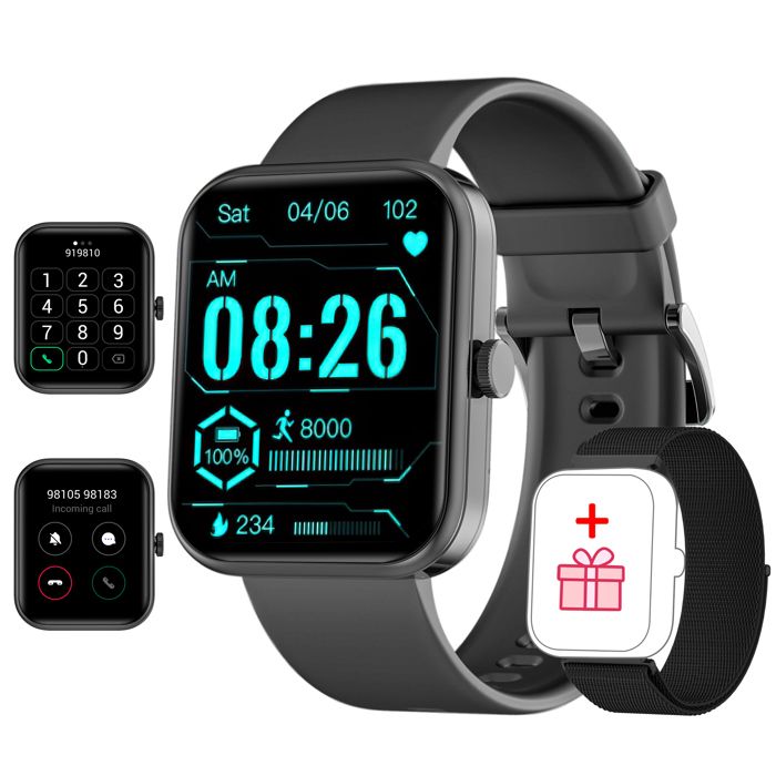 Blackview Montre Connectée Homme Femme d’Appel Bluetooth 1,83'' Smartwatch Sport Lecteur Musique SpO2 Sommeil Météo Android iOS Noir