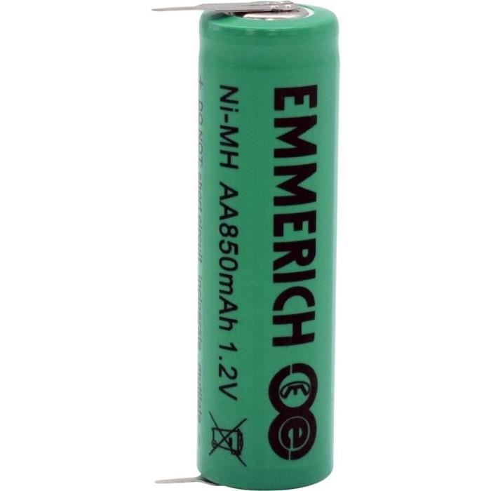 Emmerich AA8502PF Pile rechargeable spéciale LR6 (AA) picots à souder en U NiMH 1.2 V 850 mAh