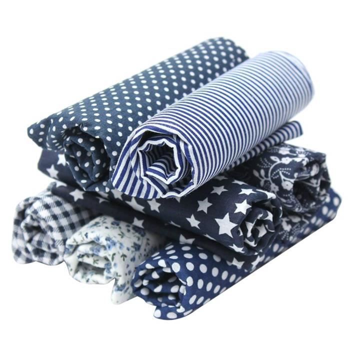 Lot de 7Pcs Textile Tissu Coton pour DIY Patchwork Artisanat Couture 50x50CM