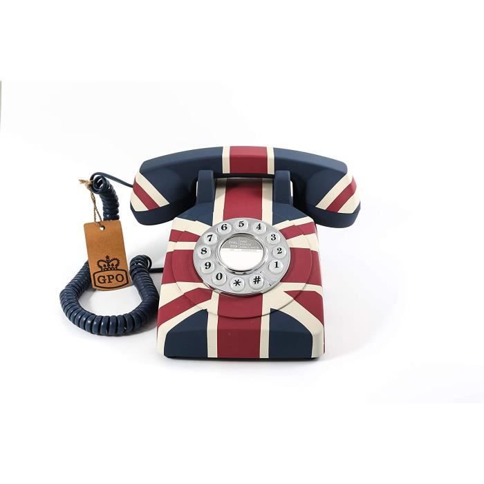 Gpo téléphone vintage bouton poussoir - drapeau anglais