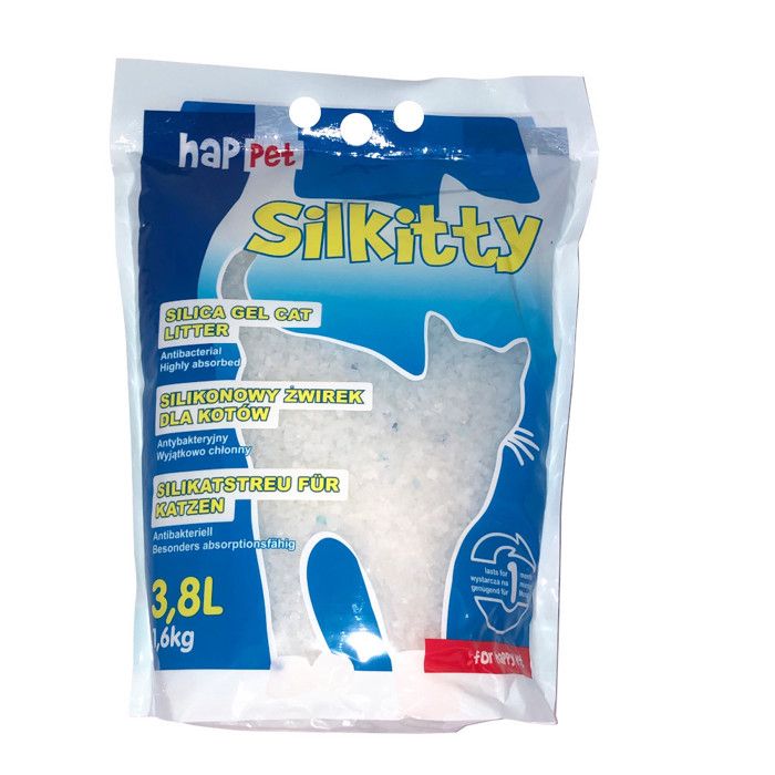 Litière aux cristaux de silice 3,8L (1 mois) agglomérante, ultra absorbante Silkitty pour chat - Q111 - Happet