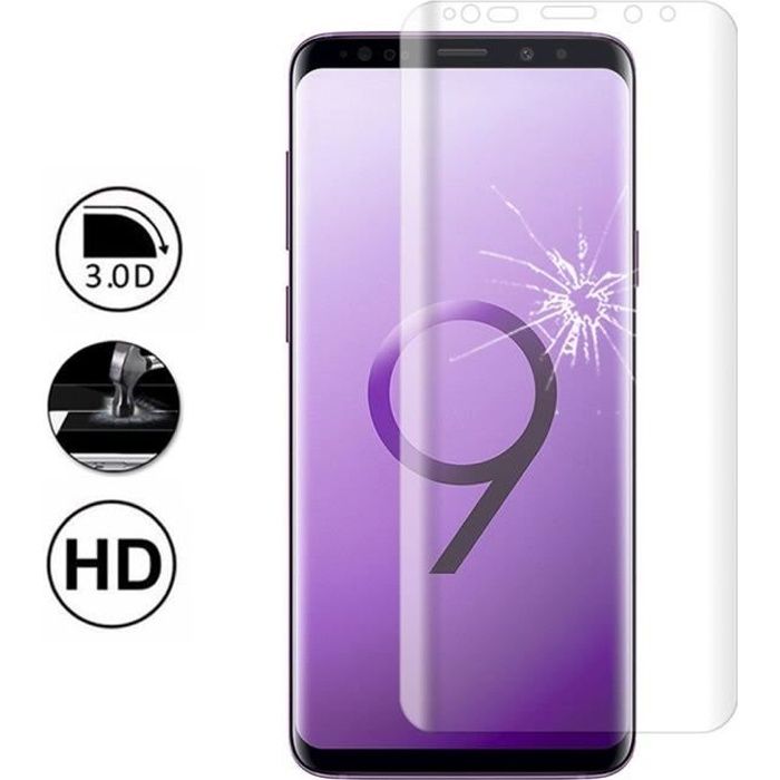 Ecran film Verre Trempé incurvé pour Samsung Galaxy S9 Plus Vitre de Protection Haute Résistance Anti Choc Couleur :