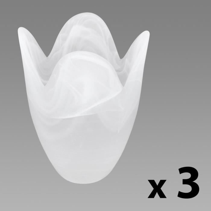 MiniSun LOT de 3 - Globes en Verre. Tulipes élégantes. Verrerie en Givré et Marbré. Abat-Jour de remplacement: Luminaires et