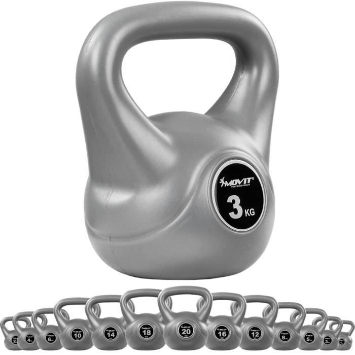 MOVIT Kettlebell plastique 3 kg - Gris