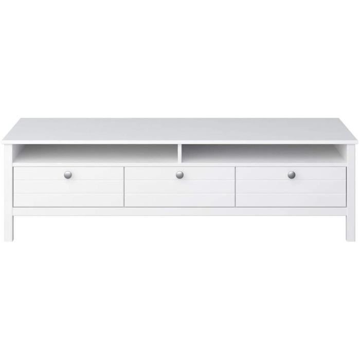 Meuble TV en MDF coloris extra blanc - 40 x 140 x 45 cm