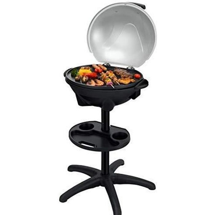 SENYA - SENYA Barbecue électrique sur pied 2 en 1, barbecue de table avec couvercle détachable, surface de cuisson 44 x33 cm, plaque