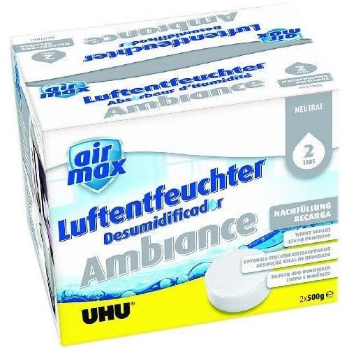 Uhu 50530 Recharges Air Max Ambiance pour déshumidificateur, odeur neutre 2 x 500 g